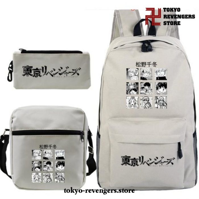 3Pcs/set Tokyo Revengers Characters Backpack Beige