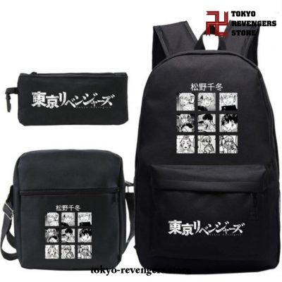3Pcs/set Tokyo Revengers Characters Backpack Black