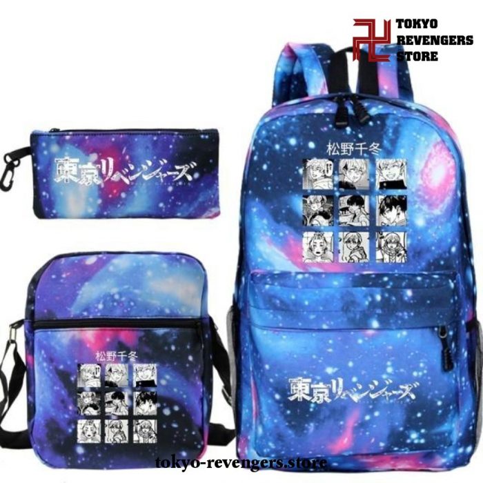 3Pcs/set Tokyo Revengers Characters Backpack Brown