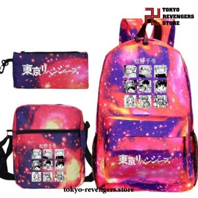 3Pcs/set Tokyo Revengers Characters Backpack Dark Grey