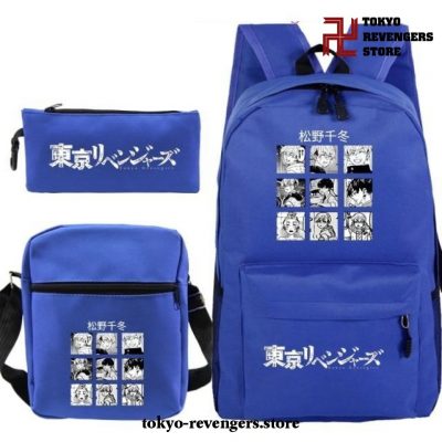 3Pcs/set Tokyo Revengers Characters Backpack Sky Blue