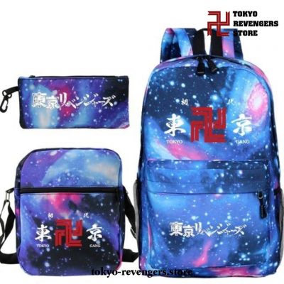 3Pcs/set Tokyo Revengers Logo Backpack Brown