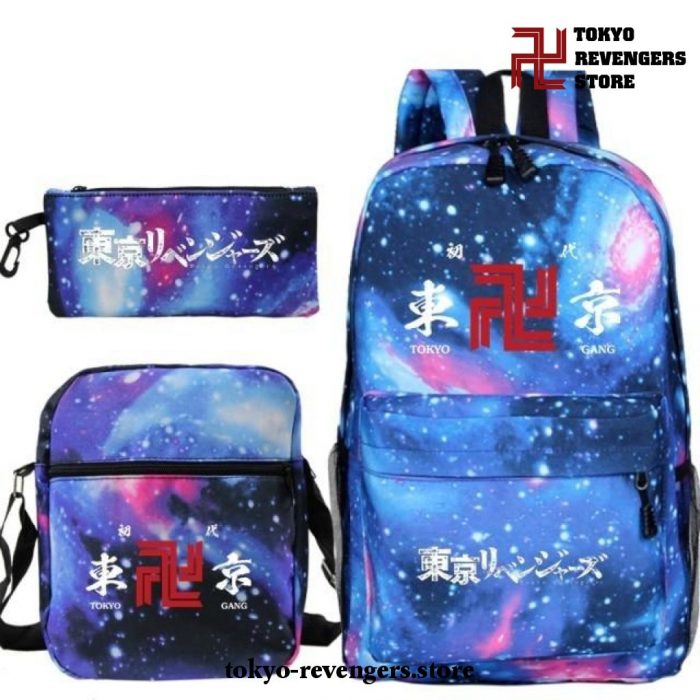 3Pcs/set Tokyo Revengers Logo Backpack Brown