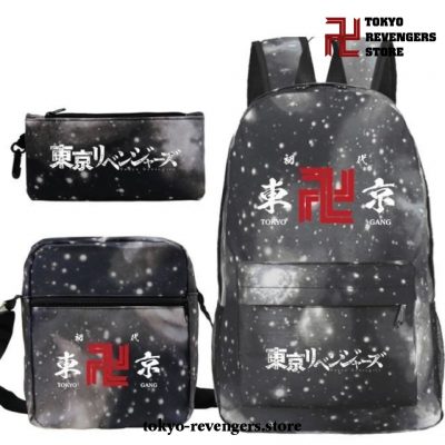 3Pcs/set Tokyo Revengers Logo Backpack Gray