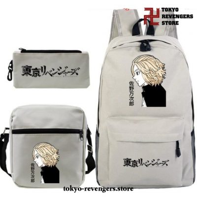 3Pcs/set Tokyo Revengers Manjiro Sano Backpack Beige