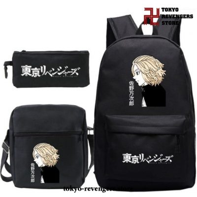 3Pcs/set Tokyo Revengers Manjiro Sano Backpack Black