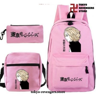 3Pcs/set Tokyo Revengers Manjiro Sano Backpack Blue