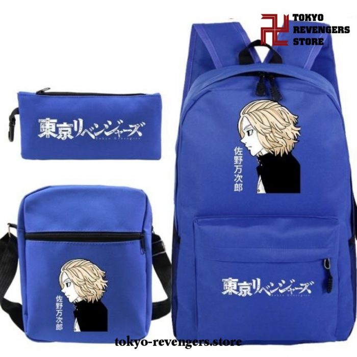 3Pcs/set Tokyo Revengers Manjiro Sano Backpack Sky Blue