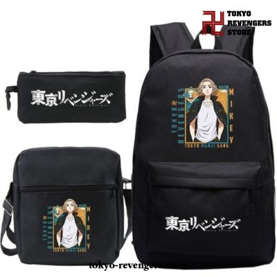 New 3Pcs/set Manjiro Sano Tokyo Revengers Backpack Black