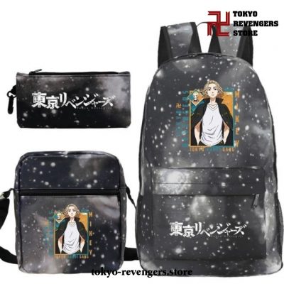 New 3Pcs/set Manjiro Sano Tokyo Revengers Backpack Gray