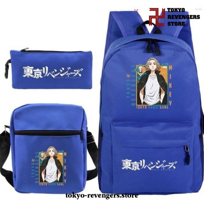 New 3Pcs/set Manjiro Sano Tokyo Revengers Backpack Sky Blue