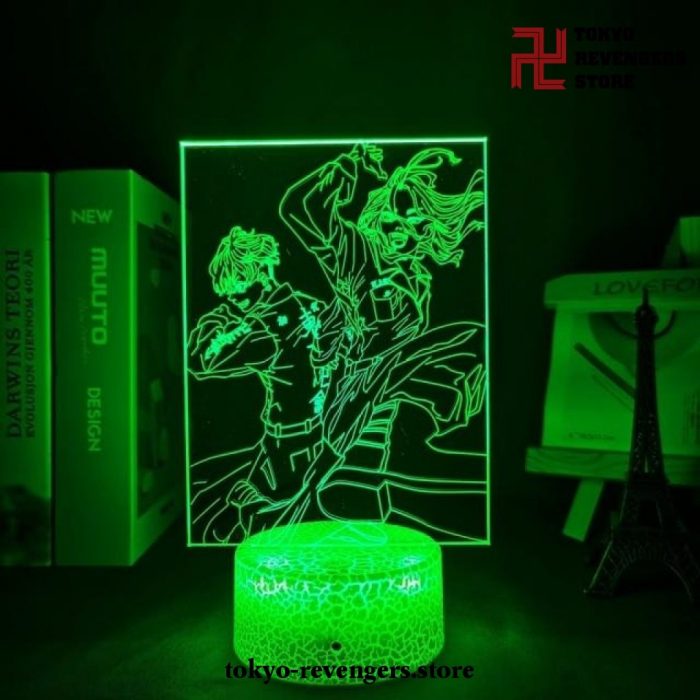 Tokyo Revengers Mikey And Draken 3D Led Lamp Crack Base / 16Colors With Remote