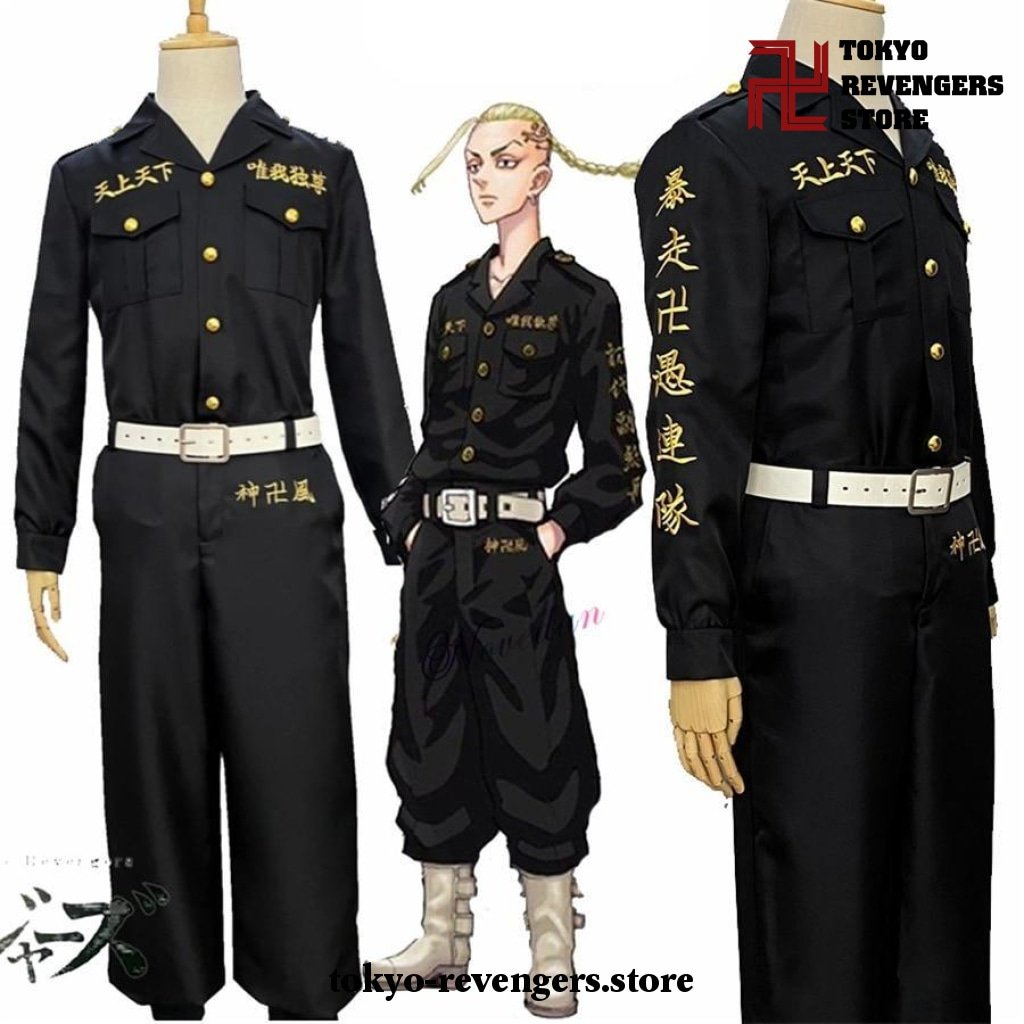 Anime Tokyo Revengers Ken Ryuguji Cosplay Costume Black Shirt Pants